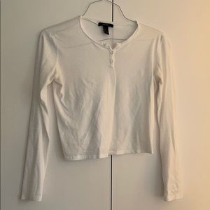 F21 White Long Sleeve w buttons, super good basic